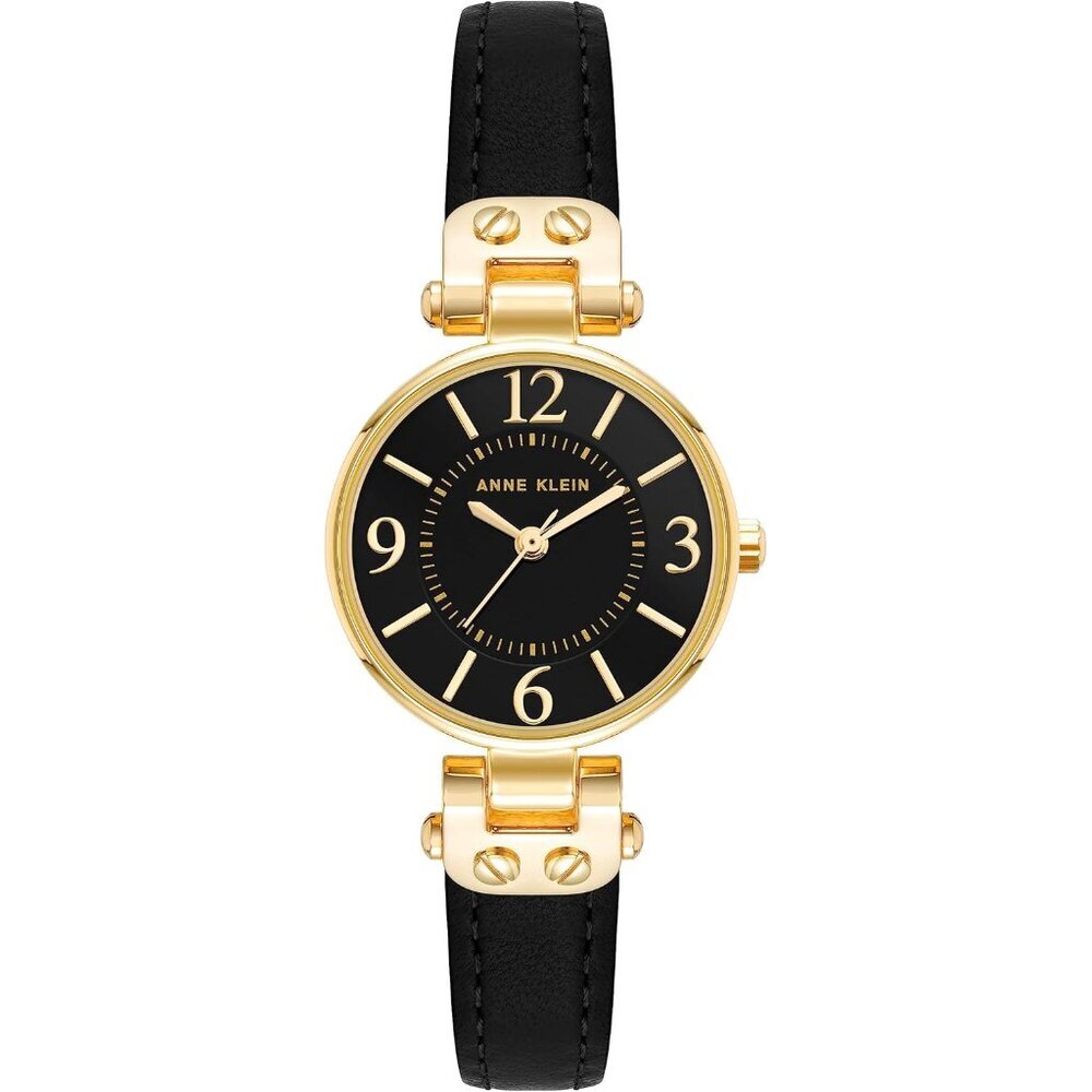 Women's Leather Strap Watch With Mineral Crystal Water Resistant Elegant